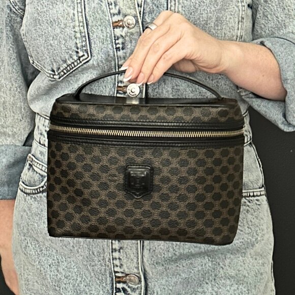 Celine Vintage Macadam Vanity Bag, Black/Tan - Picture 6 of 7